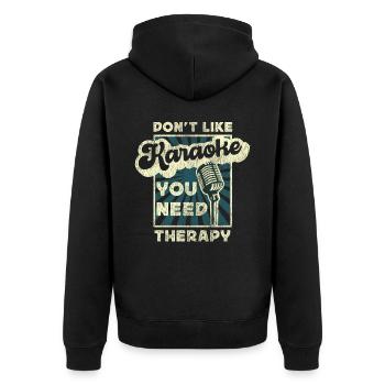 Karaoke Singer 80s Retro Vintage - Unisex Premium Bio Zip Hoodie - Schwarz - Hinten - Nico (187cm)