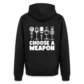 Karaoke Singer Microphone Vocalist - Unisex Premium Bio Zip Hoodie - Schwarz - Hinten - Nico (187cm)