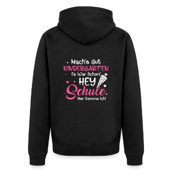 Machs gut Kindergarten Schule Ich Komme Schultüte - Unisex Premium Bio Zip Hoodie - Schwarz - Hinten - Nico (187cm)