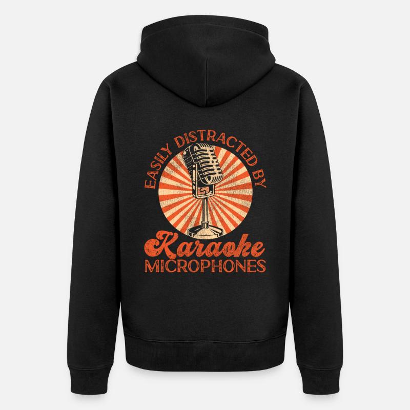 Chanteur de karaoké facilement distrait - Veste à capuche bio Premium Unisexe - noir