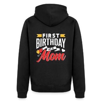 Premier anniversaire en tant que mère Party Mama Mami - Veste à capuche bio Premium Unisexe - noir - Dos - Nico (187cm)