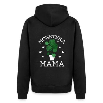 Monstera Mama - Unisex Premium Bio Zip Hoodie - Schwarz - Hinten - Nico (187cm)