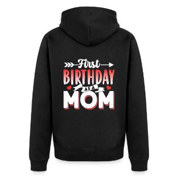 Erster Geburtstag Als Mutter Party Mama Mami - Unisex Premium Bio Zip Hoodie - Schwarz - Hinten - Nico (187cm)
