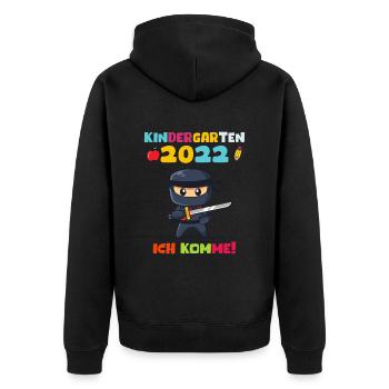 Kindergarten 2022 Ich Komme Kindergartenkind Ninja - Unisex Premium Bio Zip Hoodie - Schwarz - Hinten - Nico (187cm)