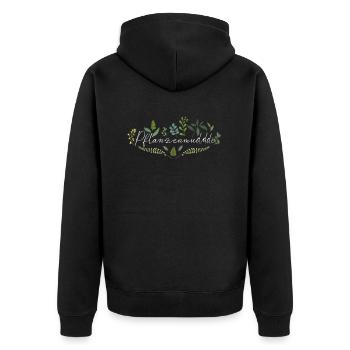 Pflanzenmudddi Pflanzenmama Plant Lady - Unisex Premium Bio Zip Hoodie - Schwarz - Hinten - Nico (187cm)