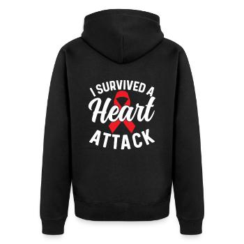 Ich Habe Einen Herzinfarkt Überlebt Herzanfall - Unisex Premium Bio Zip Hoodie - Schwarz - Hinten - Nico (187cm)
