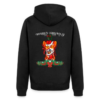 Merry Corgmas Welsh Corgi Xmas Christmas Gift - Unisex Premium Organic Zip Hoodie - black - Back - Nico (187cm)