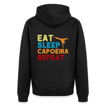 Capoeira Geschenk Brasilien Kampfkunst Capoeira - Unisex Premium Bio Zip Hoodie - Schwarz - Hinten - Nico (187cm)