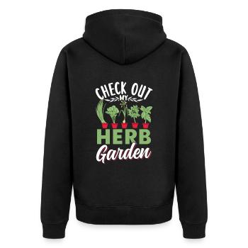 View my herb garden Herbs - Unisex Premium Organic Zip Hoodie - black - Back - Nico (187cm)