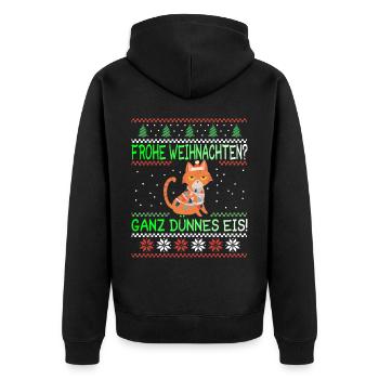 Frohe Weihnachten Dünnes Eis Heiligabend Katze - Unisex Premium Bio Zip Hoodie - Schwarz - Hinten - Nico (187cm)