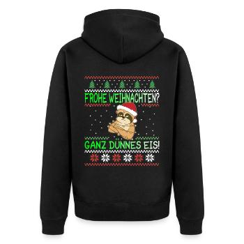 Frohe Weihnachten Dünnes Eis Faultier Geschenk - Unisex Premium Bio Zip Hoodie - Schwarz - Hinten - Nico (187cm)