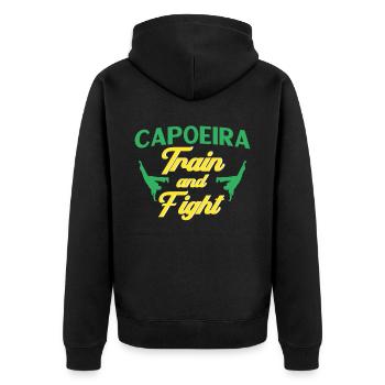 Capoeira Geschenk Brasilien Kampfkunst Capoeira - Unisex Premium Bio Zip Hoodie - Schwarz - Hinten - Nico (187cm)