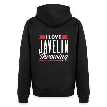 Ich Liebe Speerwerfen Speerwurf Speerwerfer Speer - Unisex Premium Bio Zip Hoodie - Schwarz - Hinten - Nico (187cm)