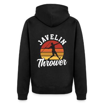 Speerwerfer Speer Speerwurf Speerwerfen - Unisex Premium Bio Zip Hoodie - Schwarz - Hinten - Nico (187cm)