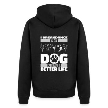 Breakdance Breakdancer Breakdancing Dog - Unisex Premium Organic Zip Hoodie - black - Back - Nico (187cm)