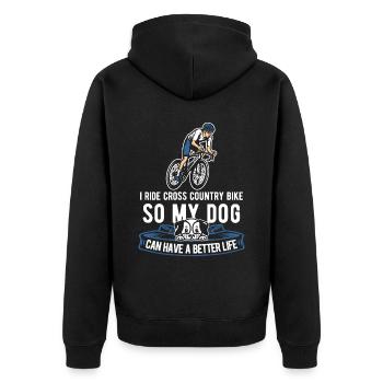 Cross Country Mountain Bike Mtb Dog - Unisex Premium Organic Zip Hoodie - black - Back - Nico (187cm)
