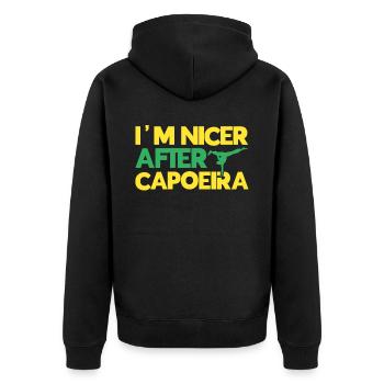 Capoeira Geschenk Brasilien Kampfkunst Capoeira - Unisex Premium Bio Zip Hoodie - Schwarz - Hinten - Nico (187cm)