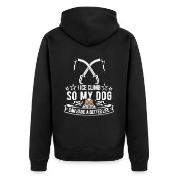 Chien d’escalade sur glace - Veste à capuche bio Premium Unisexe - noir - Dos - Nico (187cm)