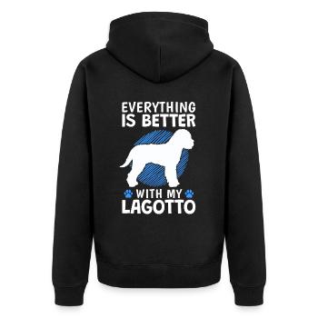Everything better with Lagotto Romagnolo Truffle Dog - Unisex Premium Organic Zip Hoodie - black - Back - Nico (187cm)