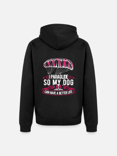Paragliding Paragliding Dog - Unisex Premium Organic Zip Hoodie - black