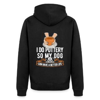 Pottery Dog - Unisex Premium Organic Zip Hoodie - black - Back - Nico (187cm)