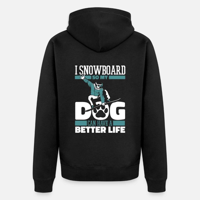 Snowboard Snowboarder Chien - Veste à capuche bio Premium Unisexe - noir