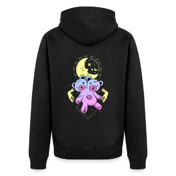 Kawaii Ours Pastel Goth Croissant de Lune Gothique - Veste à capuche bio Premium Unisexe - noir - Dos - Nico (187cm)