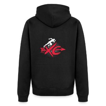 Run - Unisex Premium Organic Zip Hoodie - black - Back - Nico (187cm)