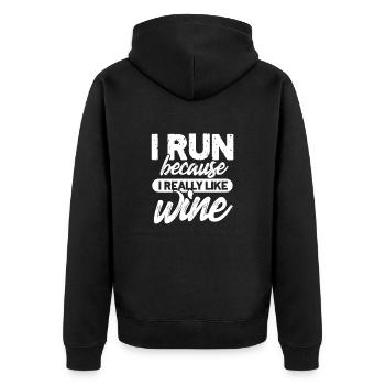 Run - Unisex Premium Organic Zip Hoodie - black - Back - Nico (187cm)
