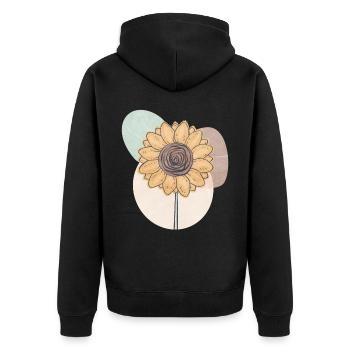 Bohemian Aesthetic Sunflower Retro Pastel - Unisex Premium Organic Zip Hoodie - black - Back - Nico (187cm)