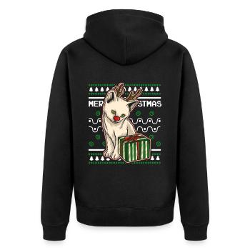 Moche pull de Noël Tshirt chat de Noël - Veste à capuche bio Premium Unisexe - noir - Dos - Nico (187cm)