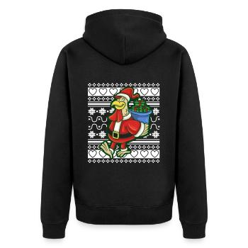 Ugly Christmas Sweater Tshirt Christmas Duck - Unisex Premium Organic Zip Hoodie - black - Back - Nico (187cm)