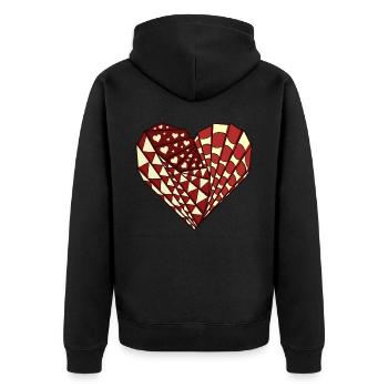 Avant Garde Aesthetic Heart Weirdcore Hippie - Unisex Premium Bio Zip Hoodie - Schwarz - Hinten - Nico (187cm)