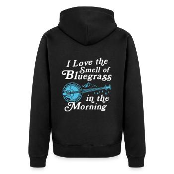 Banjo Shirts For Men Bluegrass Appalachia Folk - Unisex Premium Organic Zip Hoodie - black - Back - Nico (187cm)