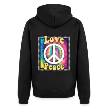 Hippie Tshirt Peace Movement Woodstock Boho Groove - Unisex Premium Organic Zip Hoodie - black - Back - Nico (187cm)
