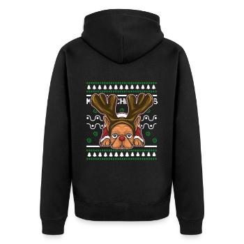 Ugly Christmas Sweater Tshirt Weihnachten mops - Unisex Premium Bio Zip Hoodie - Schwarz - Hinten - Nico (187cm)