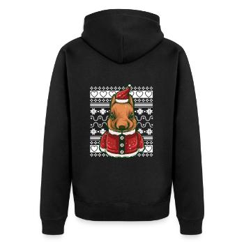 Pull de Noël moche Tshirt Chien de Noël - Veste à capuche bio Premium Unisexe - noir - Dos - Nico (187cm)