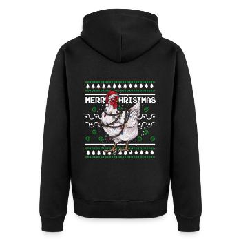 Ugly Christmas Sweater Tshirt Christmas Chicken - Unisex Premium Organic Zip Hoodie - black - Back - Nico (187cm)