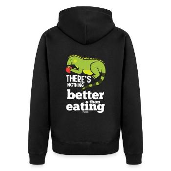 hungry iguana - Unisex Premium Organic Zip Hoodie - black - Back - Nico (187cm)