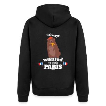 Paris - Unisex Premium Bio Zip Hoodie - Schwarz - Hinten - Nico (187cm)