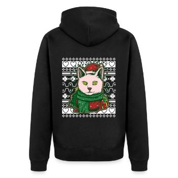Pull de Noël moche Chat de Noël - Veste à capuche bio Premium Unisexe - noir - Dos - Nico (187cm)