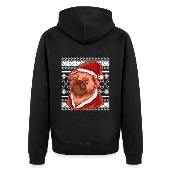 Pull de Noël moche Tshirt Carlin de Noël - Veste à capuche bio Premium Unisexe - noir - Dos - Nico (187cm)