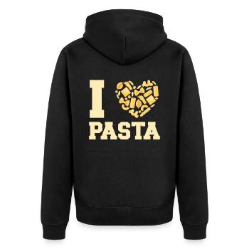 Ich liebe Pasta Italienisches Essen Liebhaber Spaghetti Esser - Unisex Premium Bio Zip Hoodie - Schwarz - Hinten - Nico (187cm)