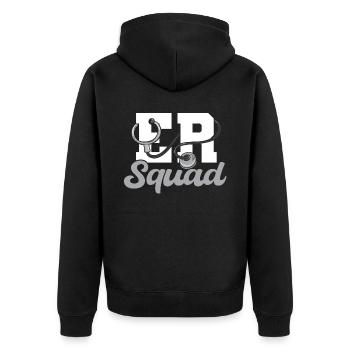 Her Squad Emergency Squad - Unisex Premium Organic Zip Hoodie - black - Back - Nico (187cm)