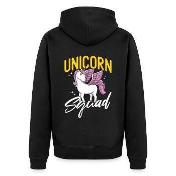 Unicorn Squad - Unisex Premium Bio Zip Hoodie - Schwarz - Hinten - Nico (187cm)