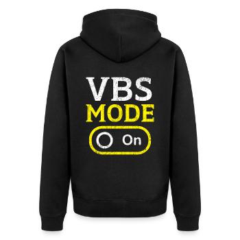 VBS-Modus im Urlaub Bibelschule Christian - Unisex Premium Bio Zip Hoodie - Schwarz - Hinten - Nico (187cm)
