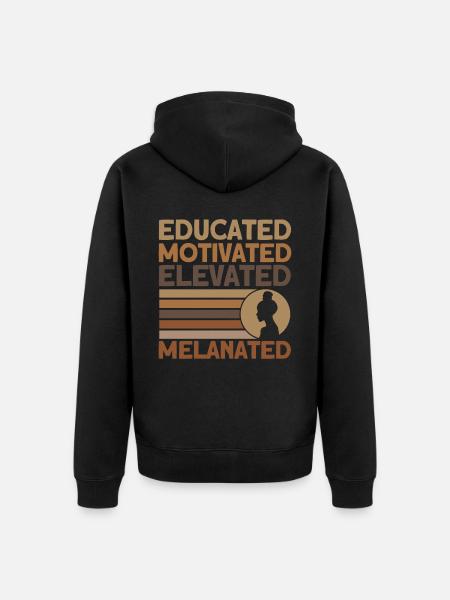 Educated Motivated Elevated Melanated - Unisex Premium Organic Zip Hoodie - black