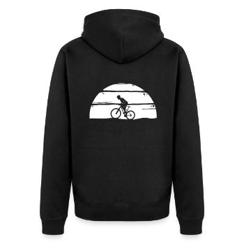 Mountainbike Fahrrad fahren vintage - Unisex Premium Bio Zip Hoodie - Schwarz - Hinten - Nico (187cm)