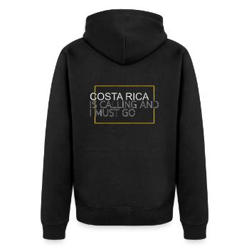 costa rica saying - Unisex Premium Bio Zip Hoodie - Schwarz - Hinten - Nico (187cm)