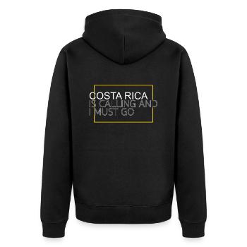 costa rica saying - Unisex Premium Bio Zip Hoodie - Schwarz - Hinten - Nico (187cm)